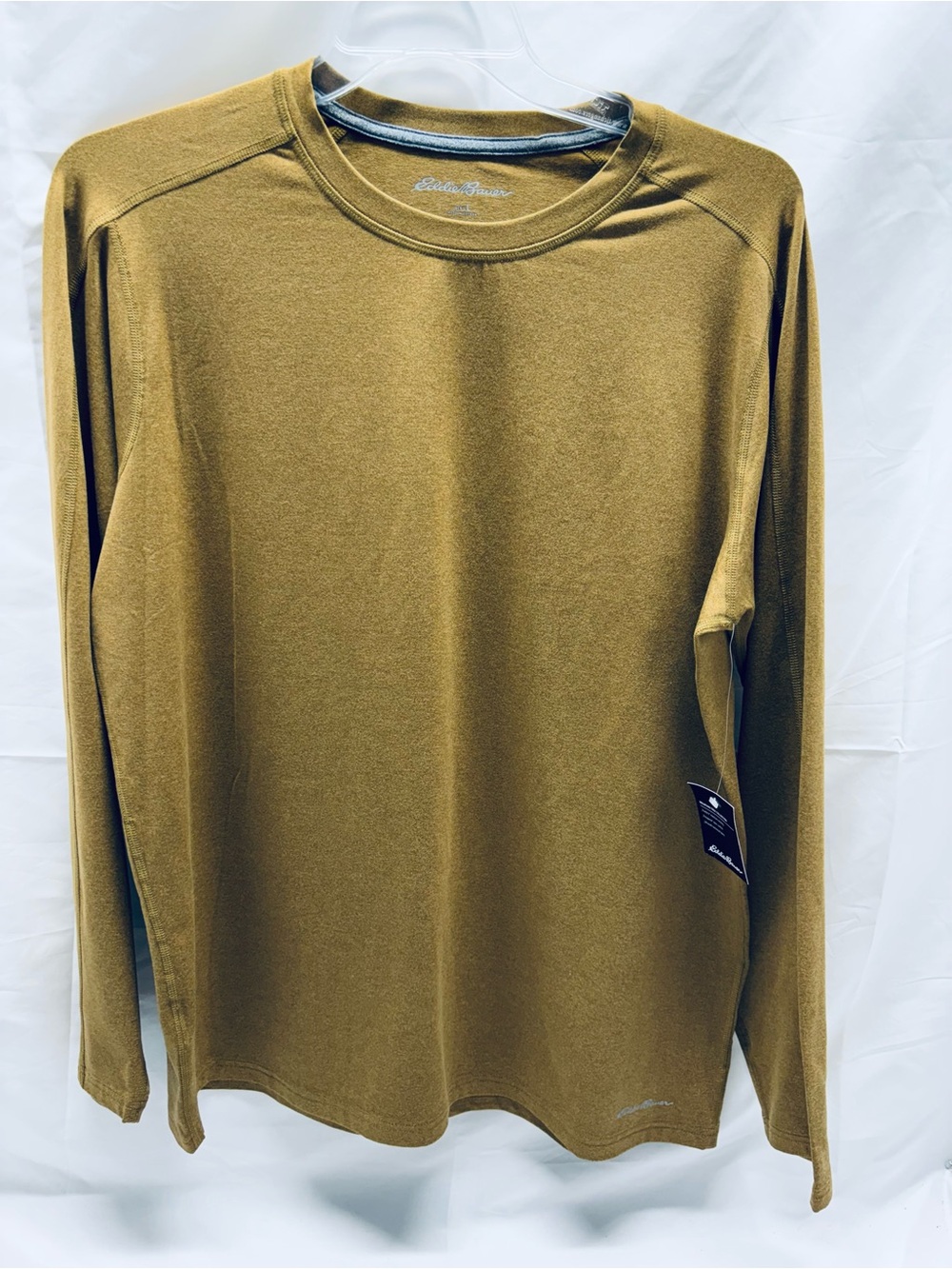 NEW Eddie Bauer Shirt Mens L Bronze Long Sleeve Mountain Trek Tee Moisture Wick